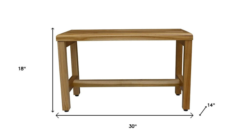 Compact Rectangular Teak Shower Outdoor Bench In Natural Finish Homeroots Bed & Bath