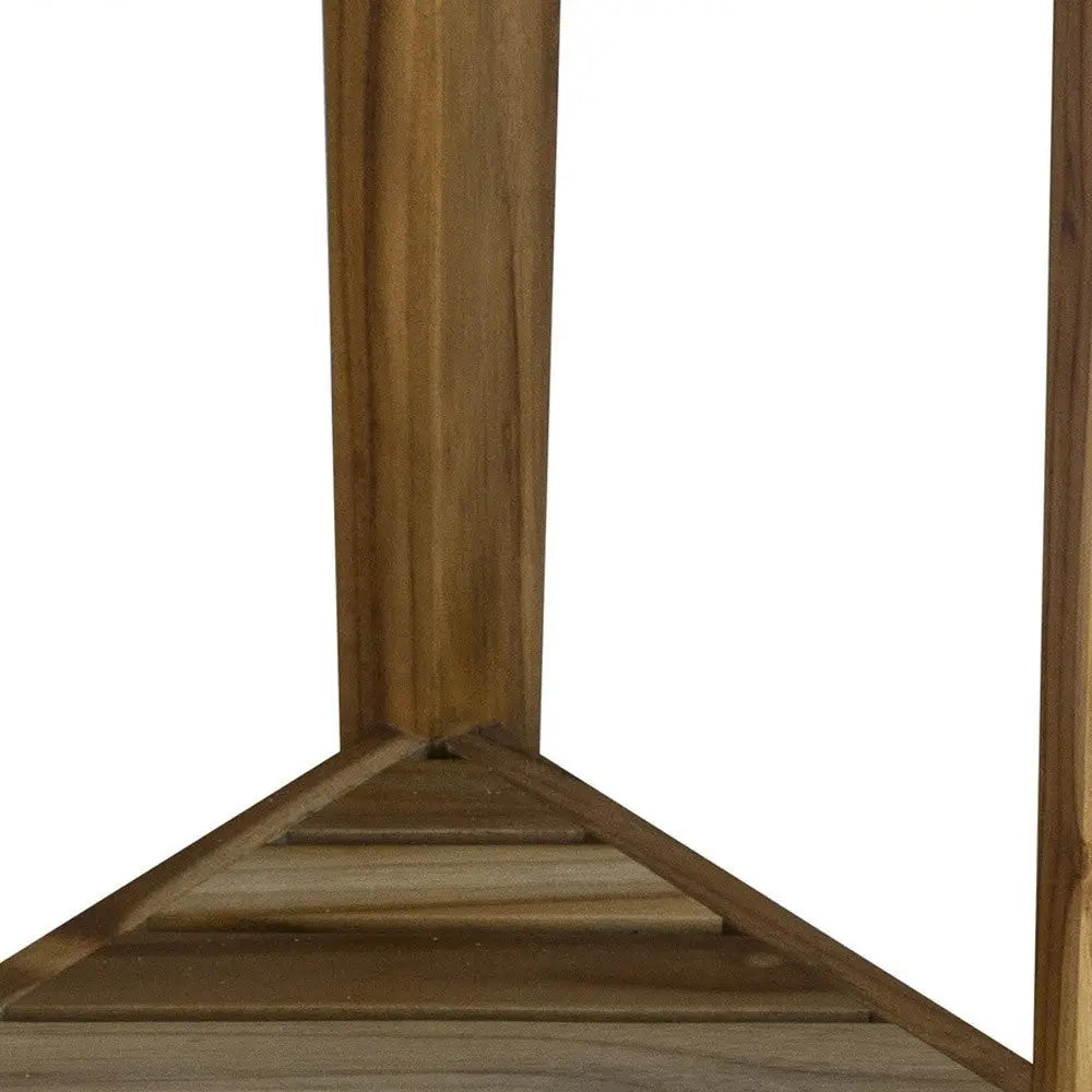 Compact Teak Corner Shower Or Outdoor Bench With Shelf In Natural Finish Homeroots Bed & Bath