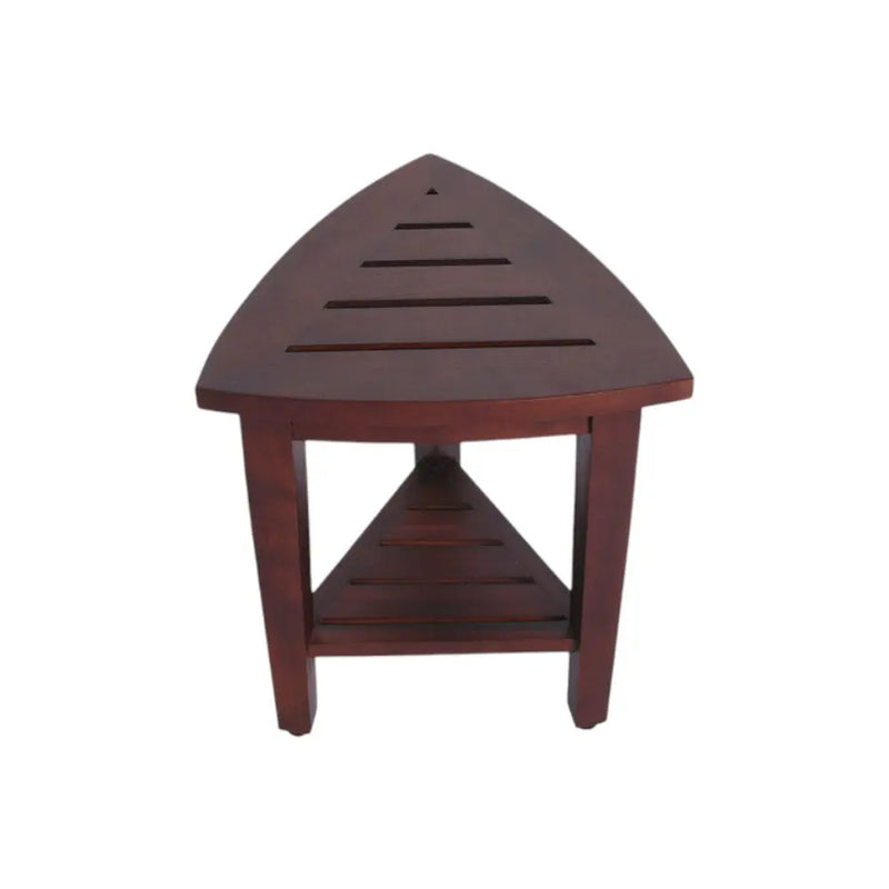 Compact Teak Corner Shower  Outdoor Bench With Shelf In Brown Finish Homeroots Bed & Bath