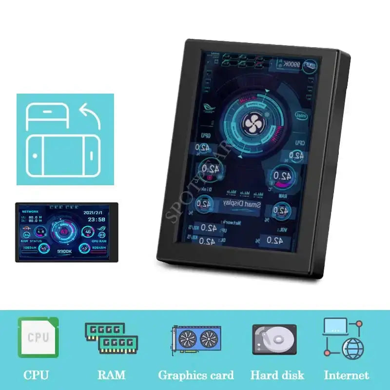 Computer Monitor 3.5inch LCD Display Screen PC CPU GPU RAM IPS Monitor USB Type C Secondary Screen GreatEagleInc