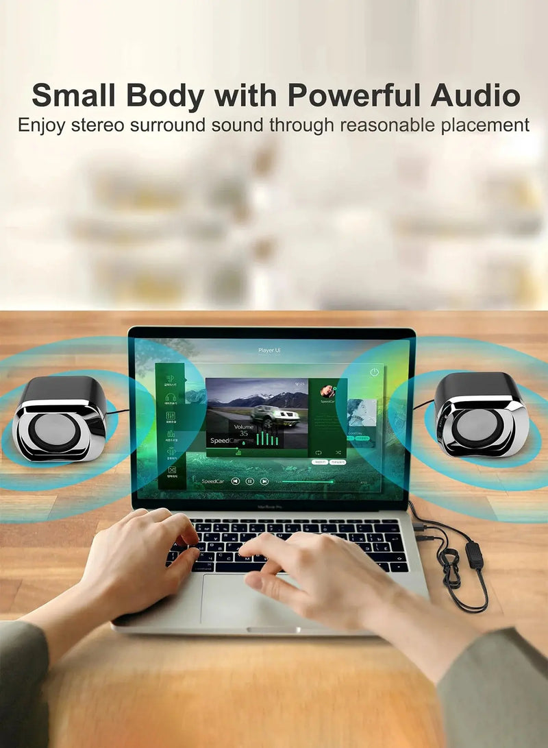 Computer Speaker - Compact and Delicate Laptop Speakers with Volume Control and 3.5 Mm Audio Plug, USB-Powered Desktop Speaker GreatEagleInc