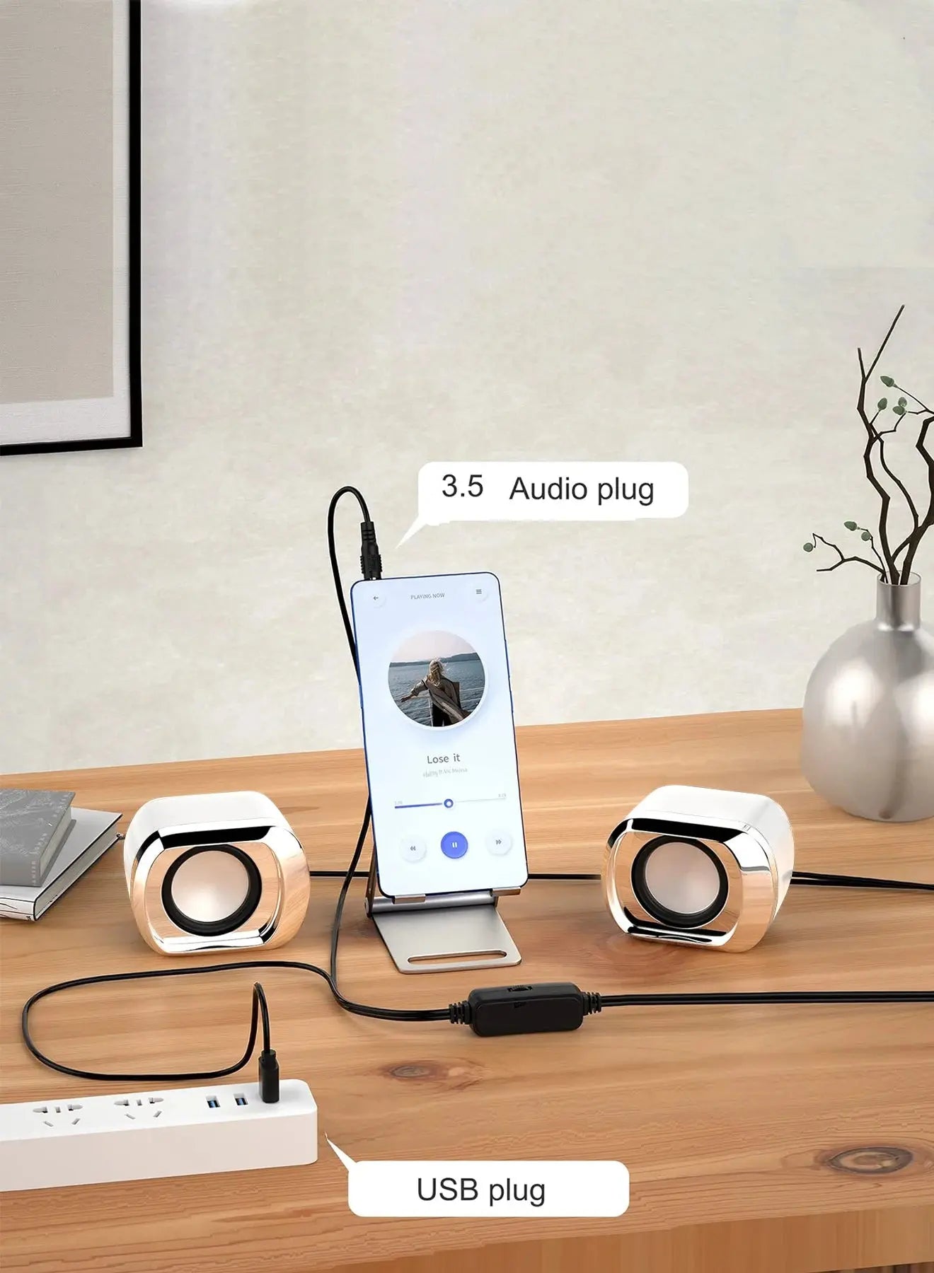 Computer Speaker - Compact and Delicate Laptop Speakers with Volume Control and 3.5 Mm Audio Plug, USB-Powered Desktop Speaker GreatEagleInc