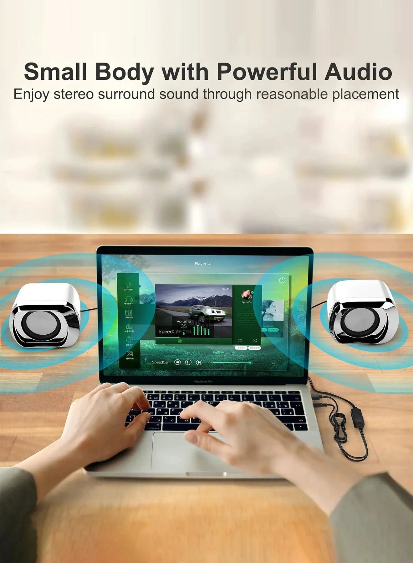Computer Speaker - Compact and Delicate Laptop Speakers with Volume Control and 3.5 Mm Audio Plug, USB-Powered Desktop Speaker GreatEagleInc