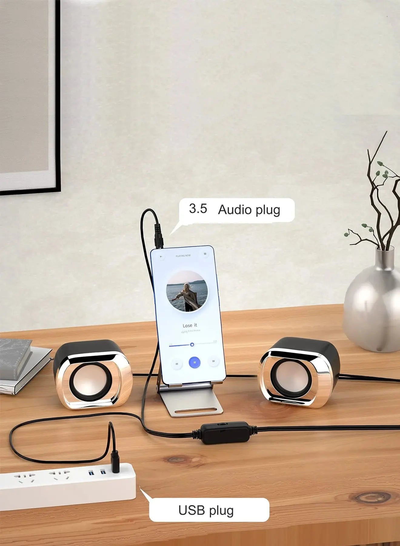 Computer Speaker - Compact and Delicate Laptop Speakers with Volume Control and 3.5 Mm Audio Plug, USB-Powered Desktop Speaker GreatEagleInc