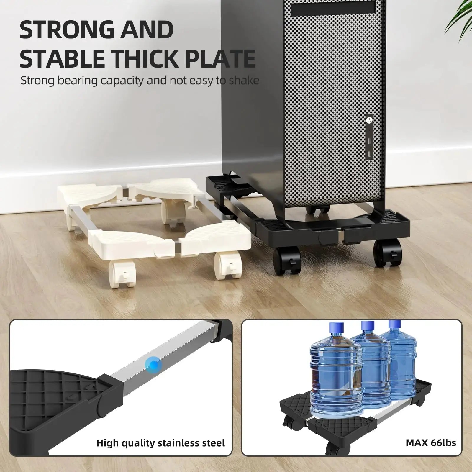 Computer Stand for Desktop Tower Fits Most PC Gaming Desk Accessories Pc Floor Riser Stand Adjustable Mobile CPU Stand GreatEagleInc
