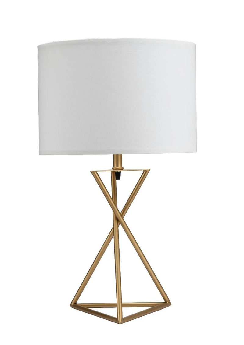 Contemporary Gold Geo Table Lamp with White Shade Homeroots Lighting