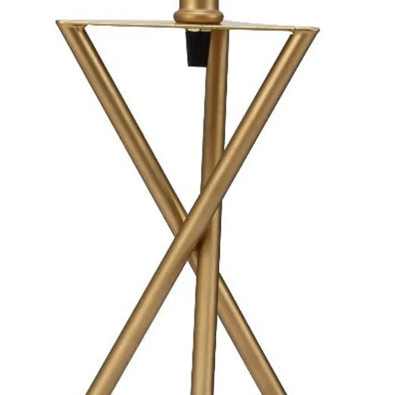 Contemporary Gold Geo Table Lamp with White Shade Homeroots Lighting