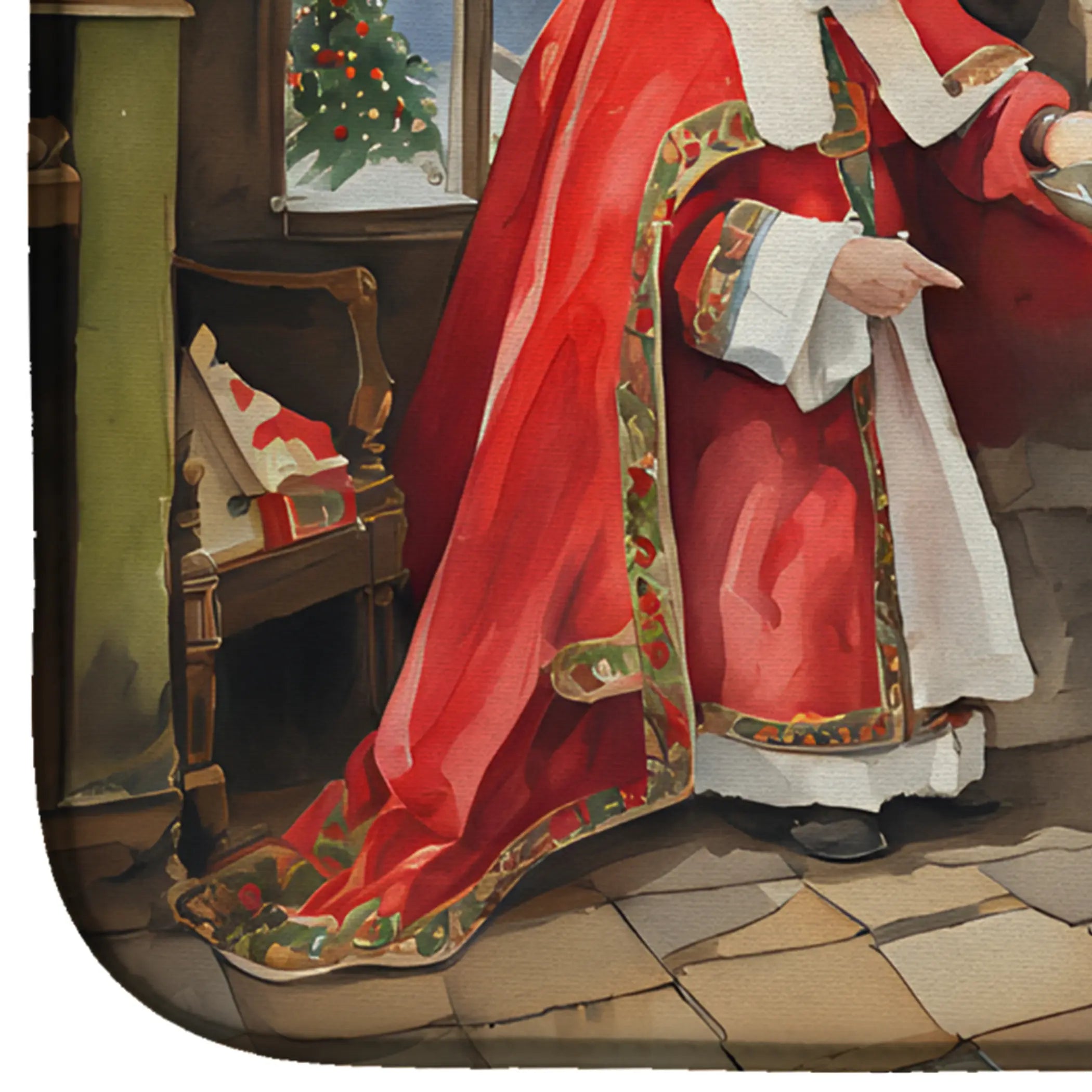 Cookies with Santa Claus Sinterklaas Dish Drying Mat Caroline's Treasures