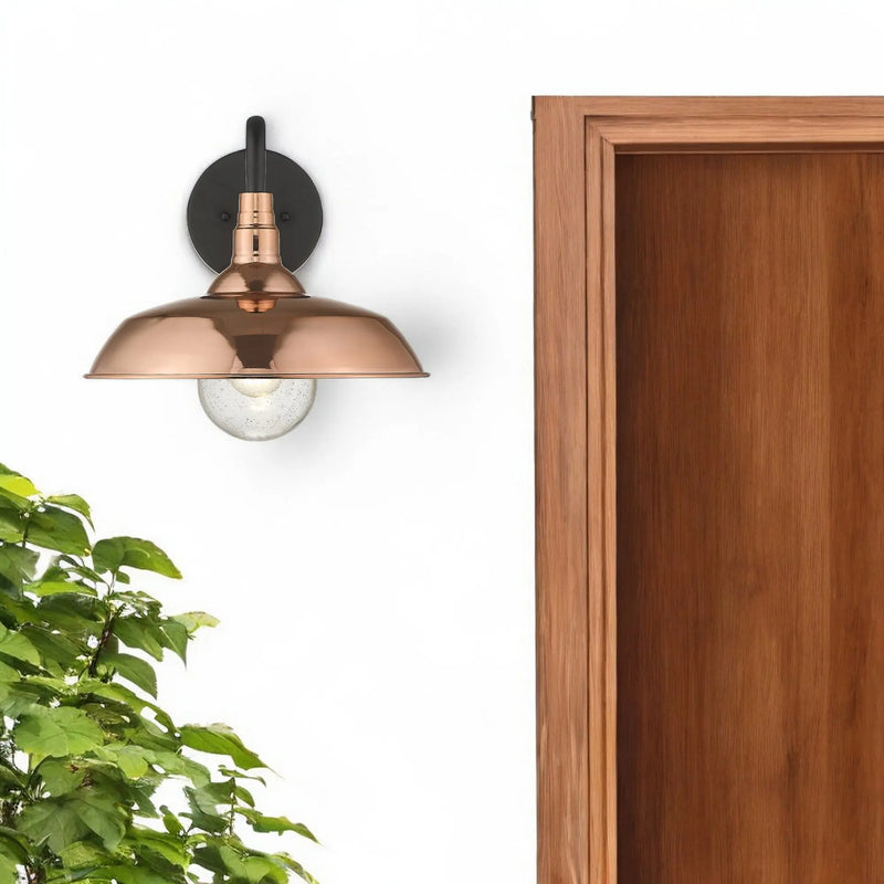 Copper And Black Seeded Dimmable Outdoor Hanging Light With Copper And Black Shades Homeroots Outdoor