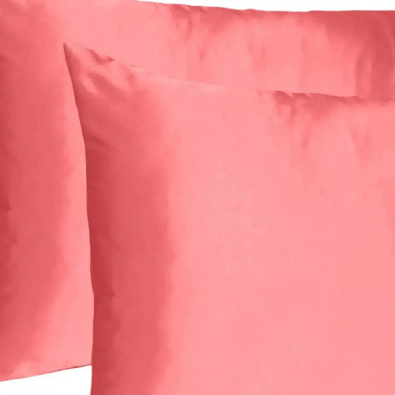 Coral Dreamy Set Of 2 Silky Satin Standard Pillowcases Homeroots Bed & Bath