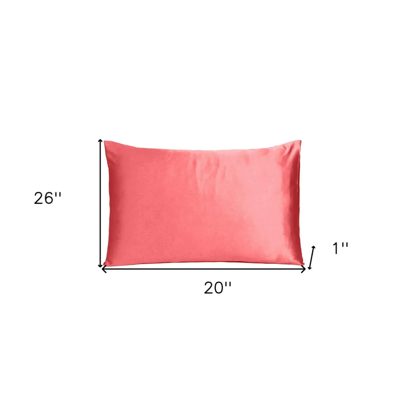 Coral Dreamy Set Of 2 Silky Satin Standard Pillowcases Homeroots Bed & Bath
