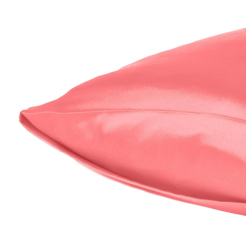 Coral Dreamy Set Of 2 Silky Satin Standard Pillowcases Homeroots Bed & Bath