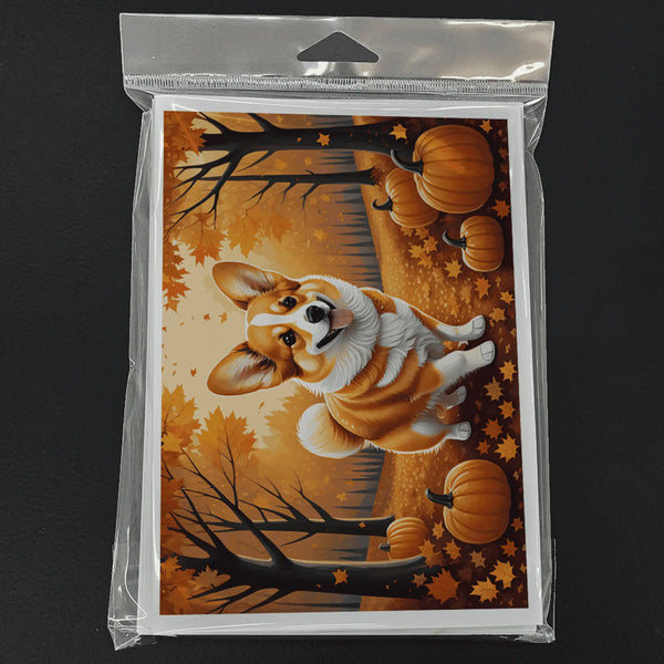 Corgi Fall Greeting Cards Pack of 8 Caroline's Treasures