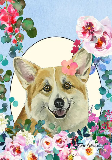 Corgi - Hippie Hound Studios Spring  House and Garden Flags Best of Breed