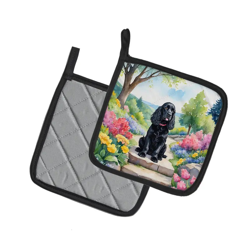 Corgi Spring Path Pair of Pot Holders Caroline's Treasures