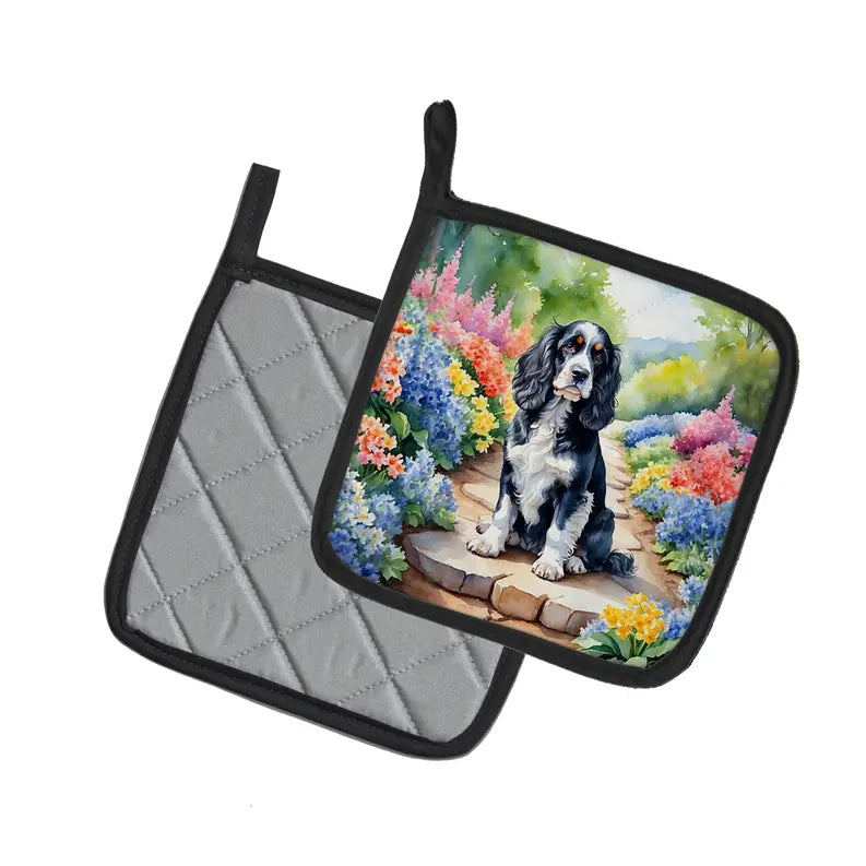 Corgi Spring Path Pair of Pot Holders Caroline's Treasures
