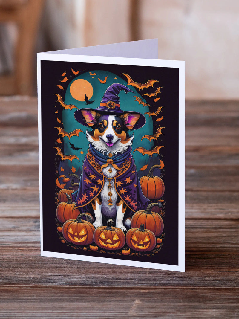 Corgi Witchy Halloween Greeting Cards Pack of 8 Caroline's Treasures