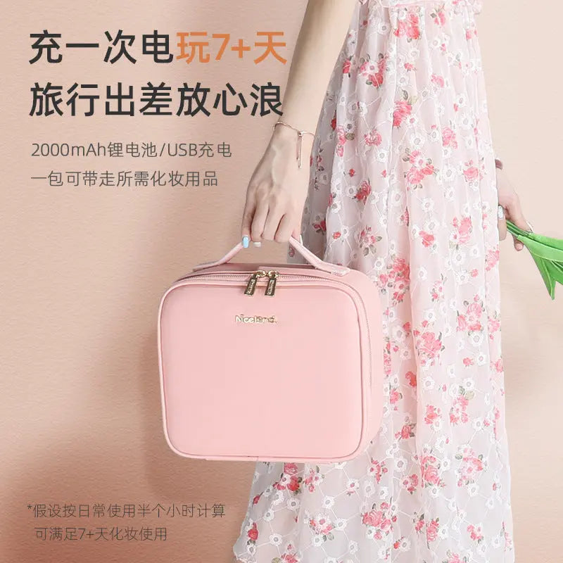 Cosmetic Bag with mirror with light large capacity makeup cosmetic storage bag portable travel removable partition bag GreatEagleInc