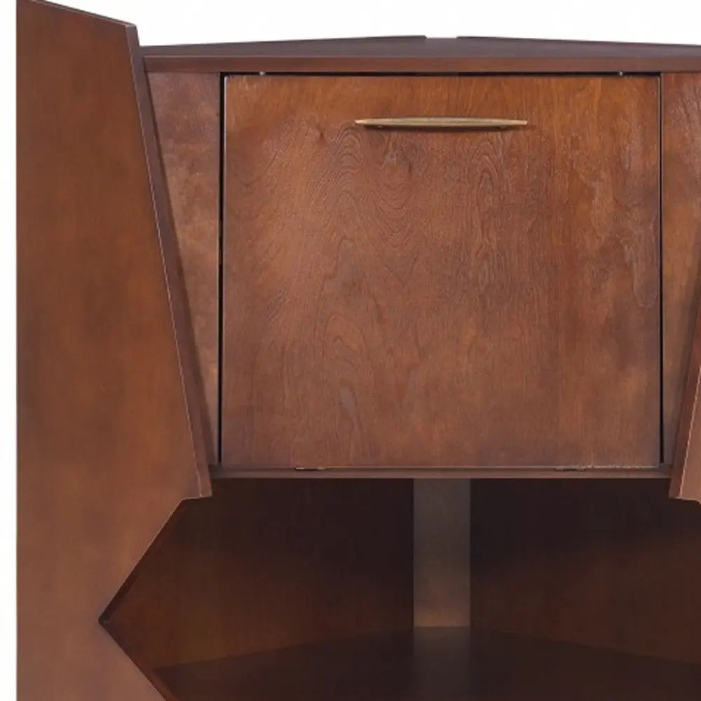 Cosmo Brown and Black Corner Bar Cabinet Homeroots Kitchen & Dining