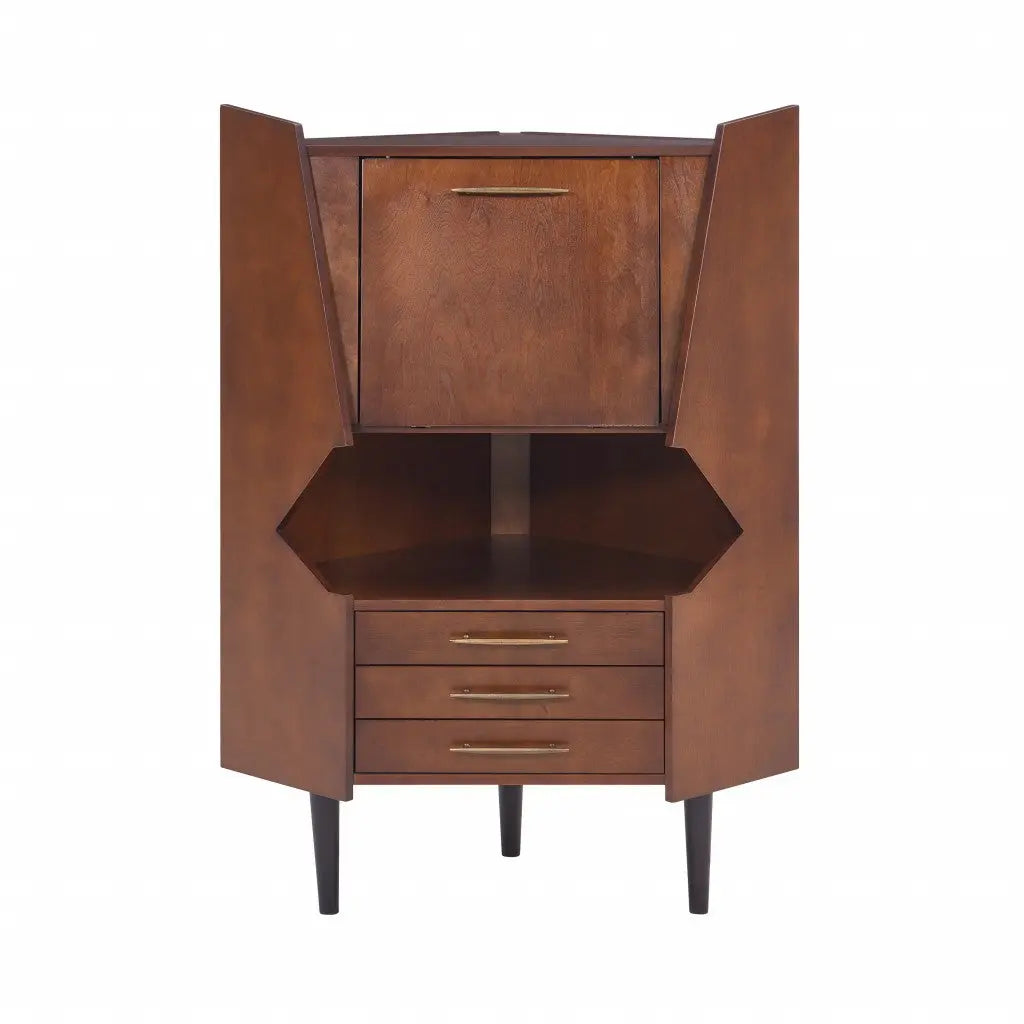 Cosmo Brown and Black Corner Bar Cabinet Homeroots Kitchen & Dining