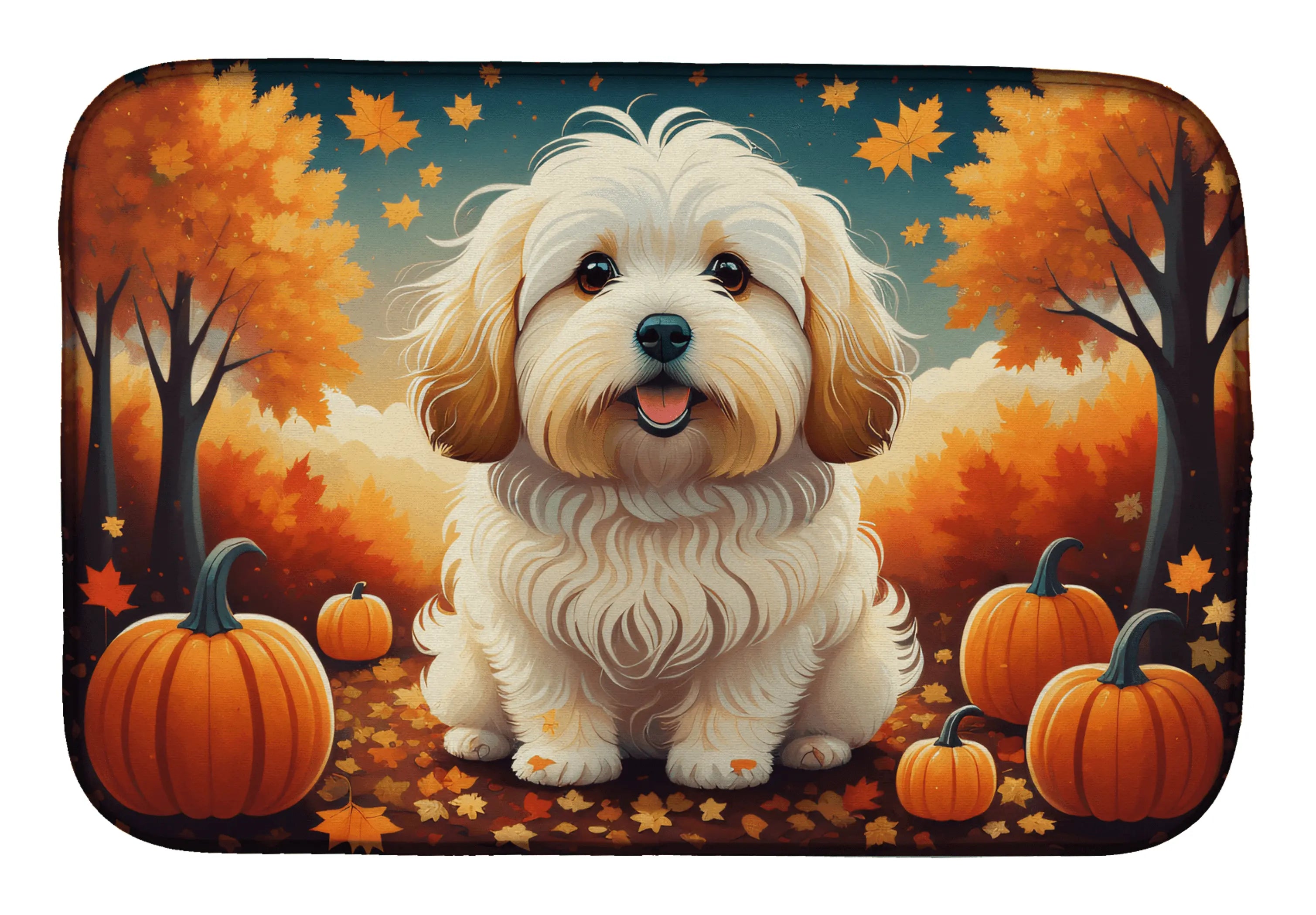 Coton De Tulear Fall Dish Drying Mat Caroline's Treasures