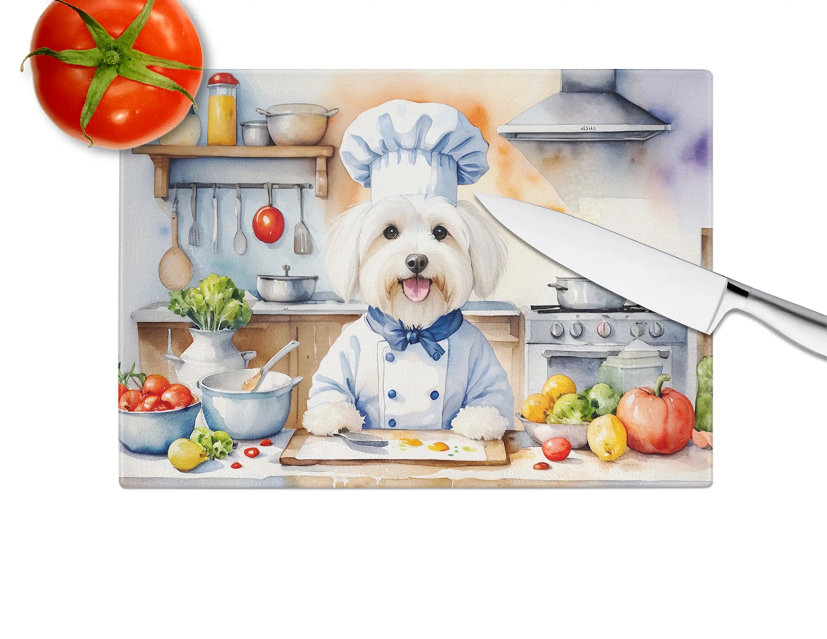 Coton de Tulear The Chef Glass Cutting Board Caroline's Treasures