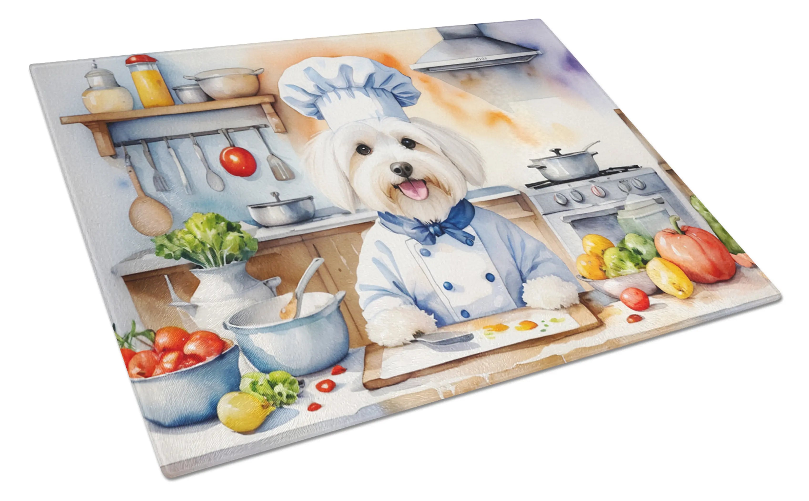 Coton de Tulear The Chef Glass Cutting Board Caroline's Treasures
