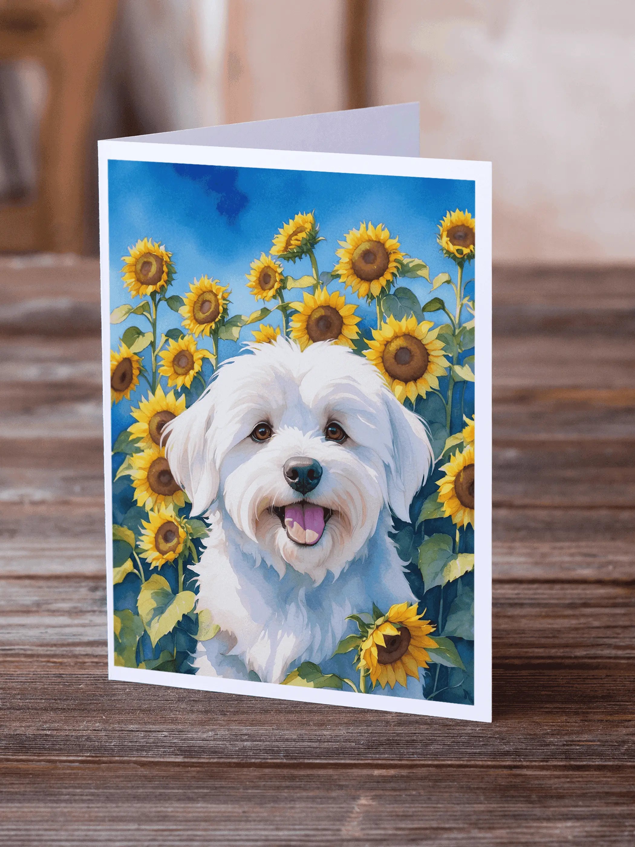 Coton de Tulear in Sunflowers Greeting Cards Pack of 8 Caroline's Treasures