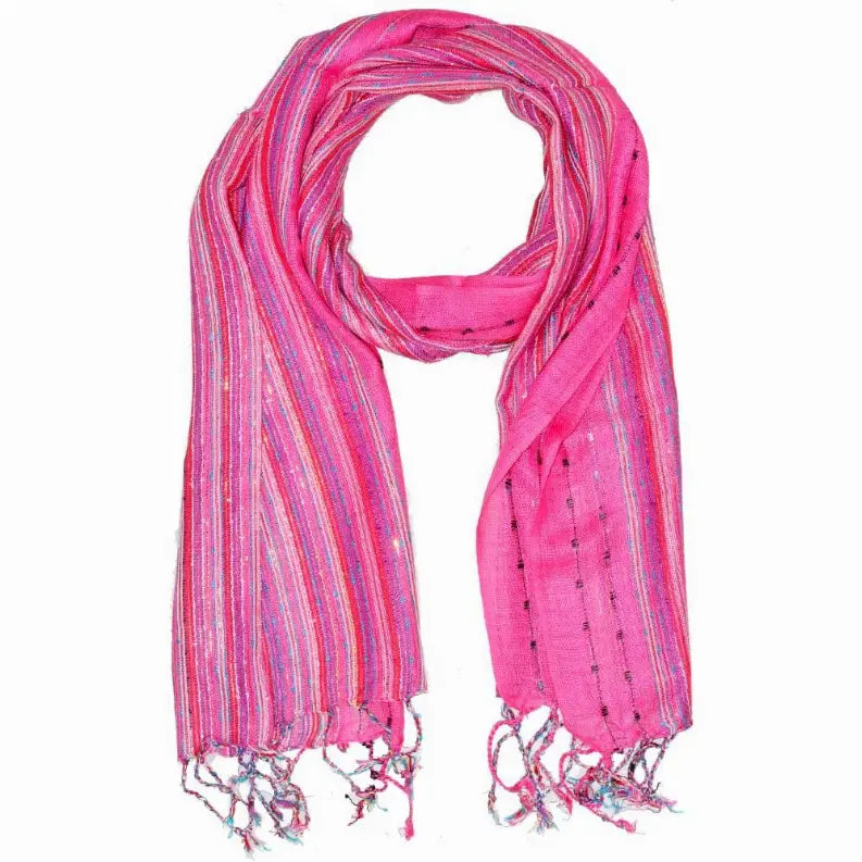 Cotton Lurex Shimmering Stripes Scarf Wild Lotus