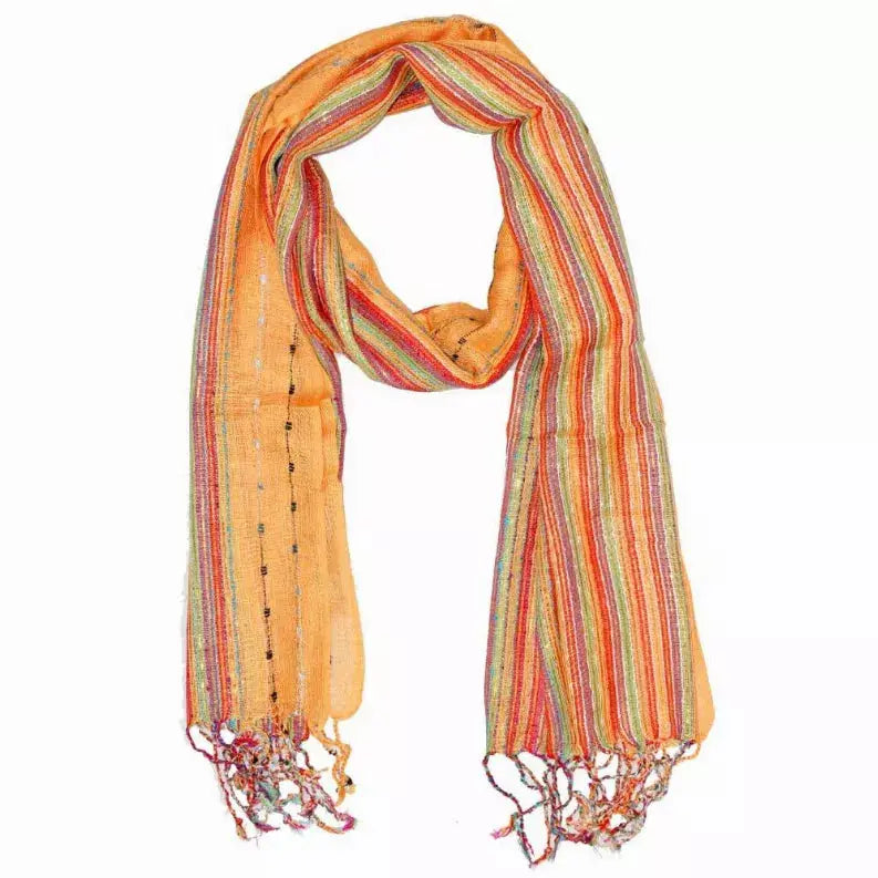 Cotton Lurex Shimmering Stripes Scarf Wild Lotus