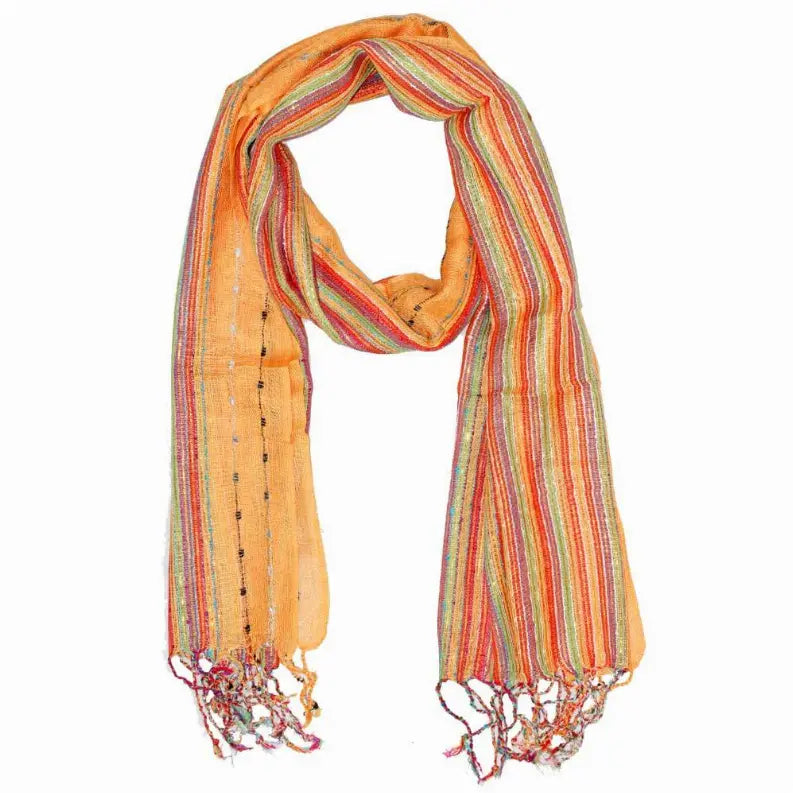 Cotton Lurex Shimmering Stripes Scarf Wild Lotus