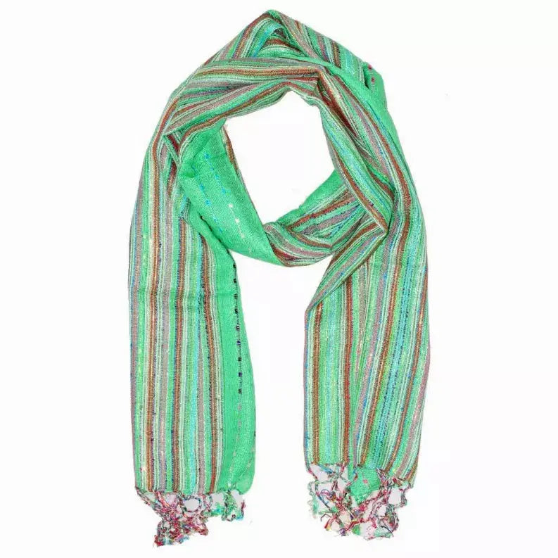 Cotton Lurex Shimmering Stripes Scarf Wild Lotus