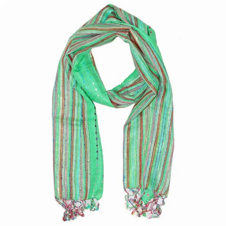 Cotton Lurex Shimmering Stripes Scarf Wild Lotus