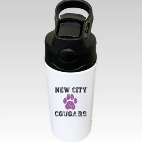 Cougars Water Bottle with Straw Dream Team Designs