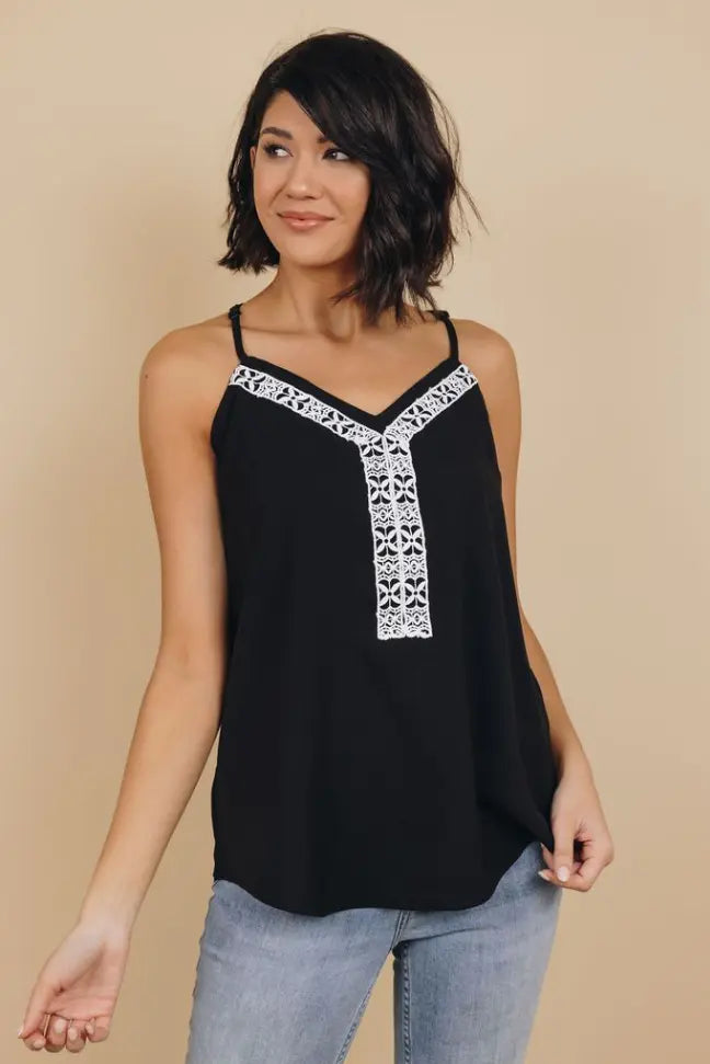 County Fair Lace V Neck Tank Stay Warm in Style