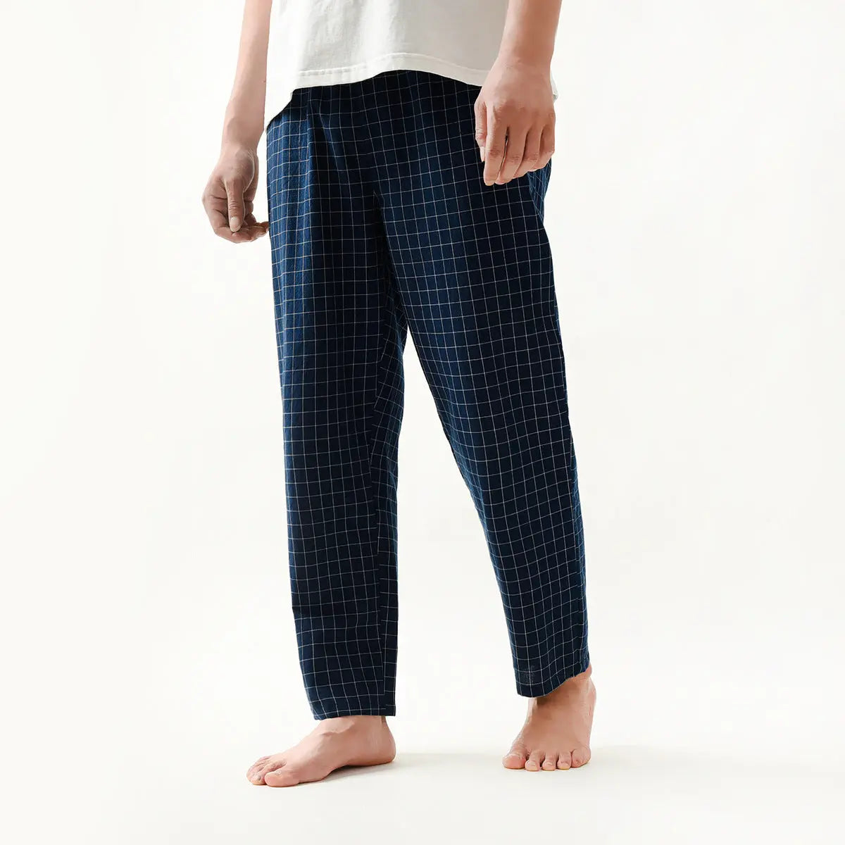 Couple Style Washed Home Pants for Men and Women, Pure Cotton Plaid Pajama Pants, Living Pants, Spring and Autumn Style, Japanese Warehouse Available for Wholesale GreatEagleInc
