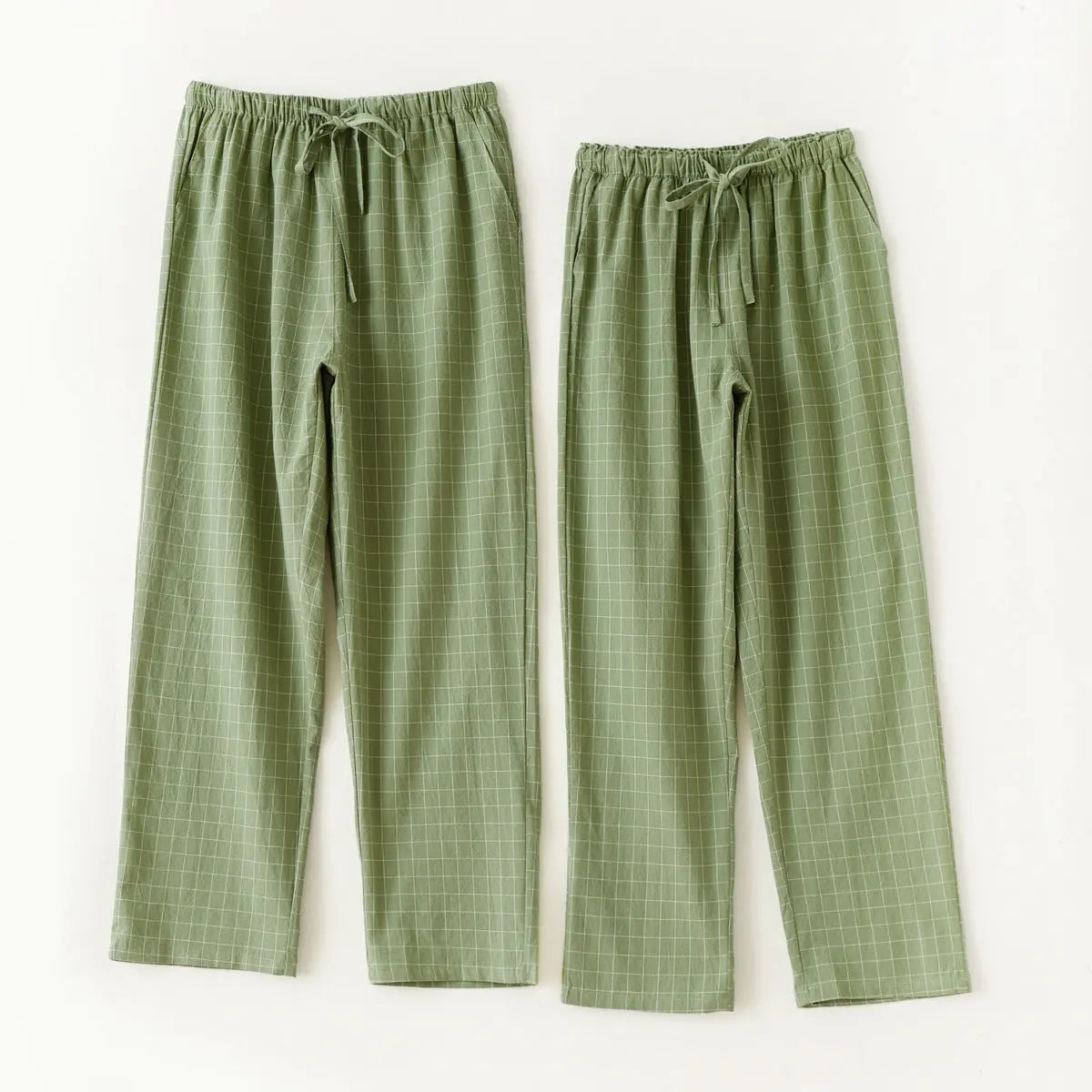 Couple Style Washed Home Pants for Men and Women, Pure Cotton Plaid Pajama Pants, Living Pants, Spring and Autumn Style, Japanese Warehouse Available for Wholesale GreatEagleInc