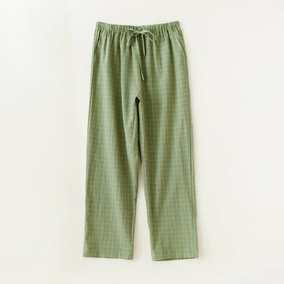 Couple Style Washed Home Pants for Men and Women, Pure Cotton Plaid Pajama Pants, Living Pants, Spring and Autumn Style, Japanese Warehouse Available for Wholesale GreatEagleInc