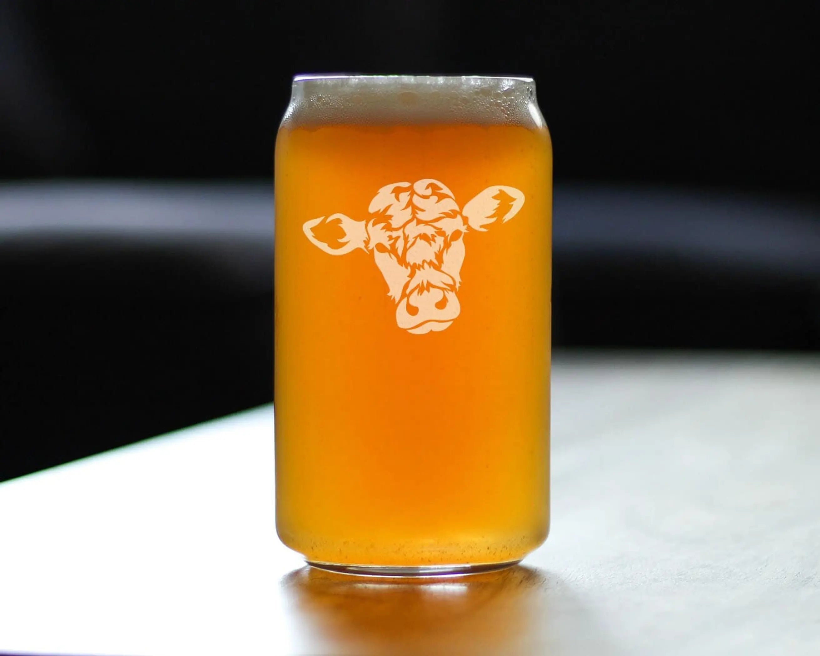 Cow Face Beer Can Pint Glass - Cow Farmhouse Gifts and Decor Bevvee