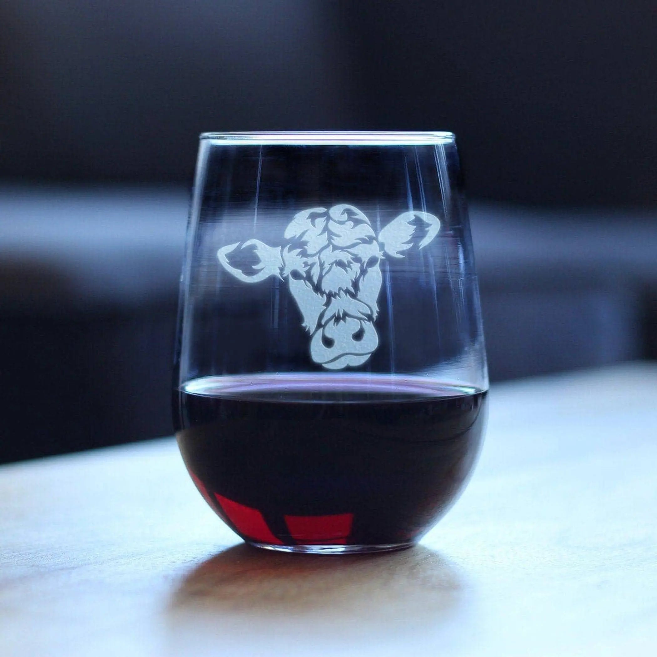 Cow Face Stemless Wine Glass - Cow Farmhouse Gifts and Decor Bevvee