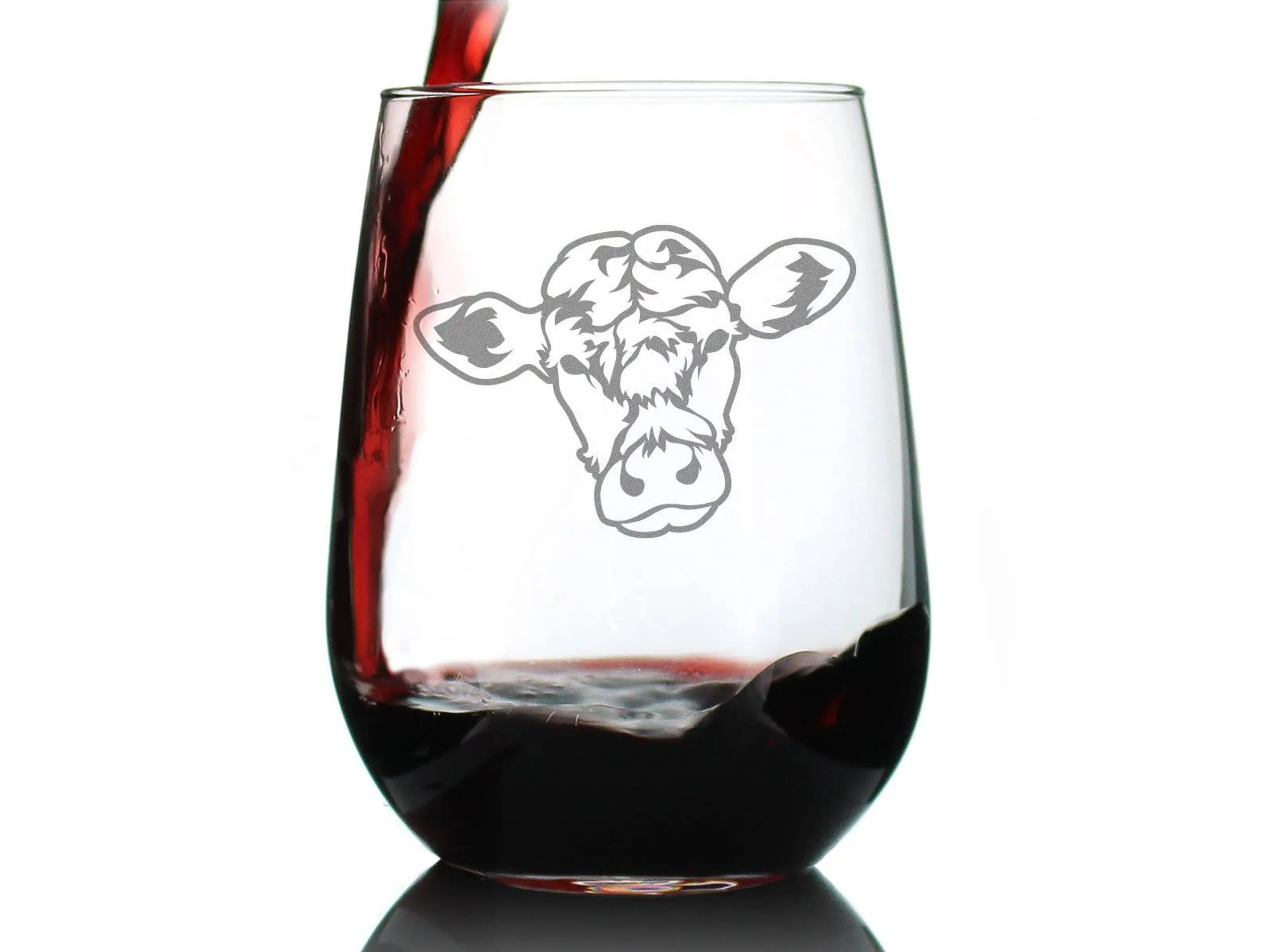 Cow Face Stemless Wine Glass - Cow Farmhouse Gifts and Decor Bevvee
