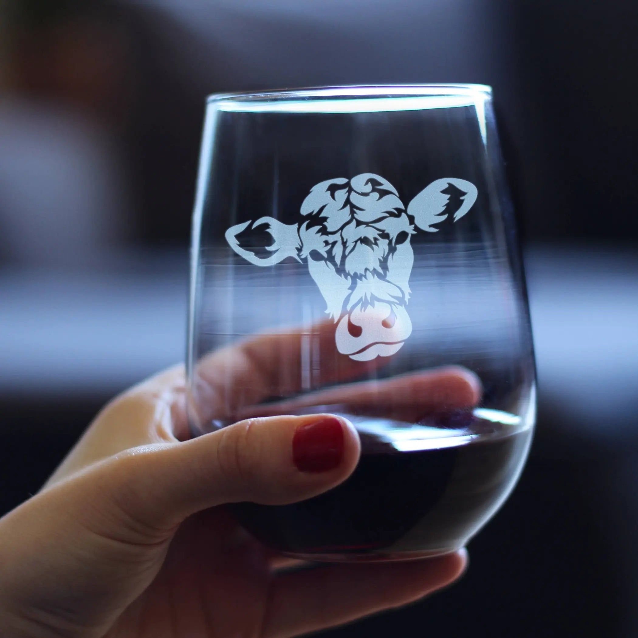 Cow Face Stemless Wine Glass - Cow Farmhouse Gifts and Decor Bevvee