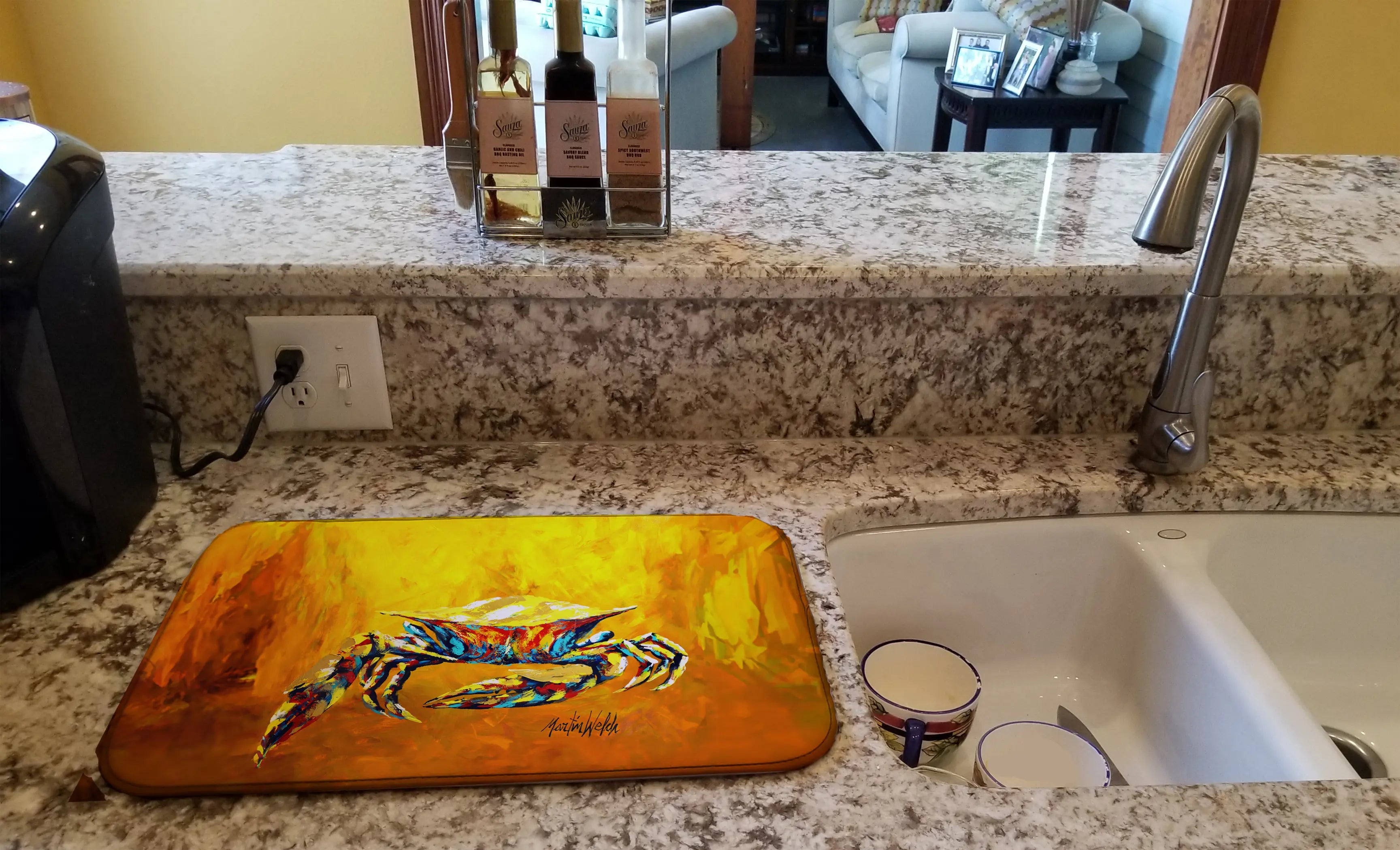 Crab Called the Bigger Jigger Dish Drying Mat Caroline's Treasures
