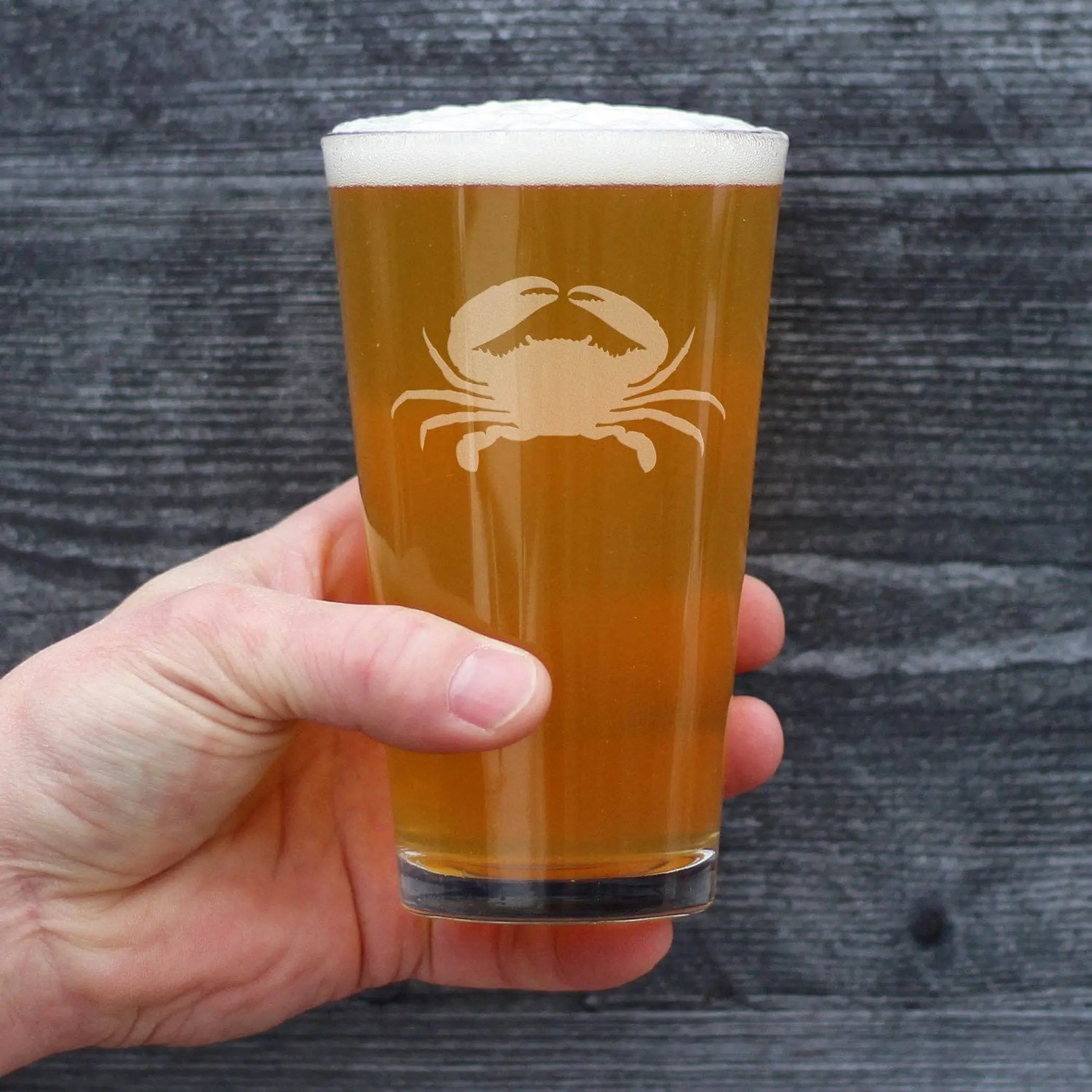 Crab Silhouette Pint Glass for Beer - Ocean Beach Gifts Bevvee