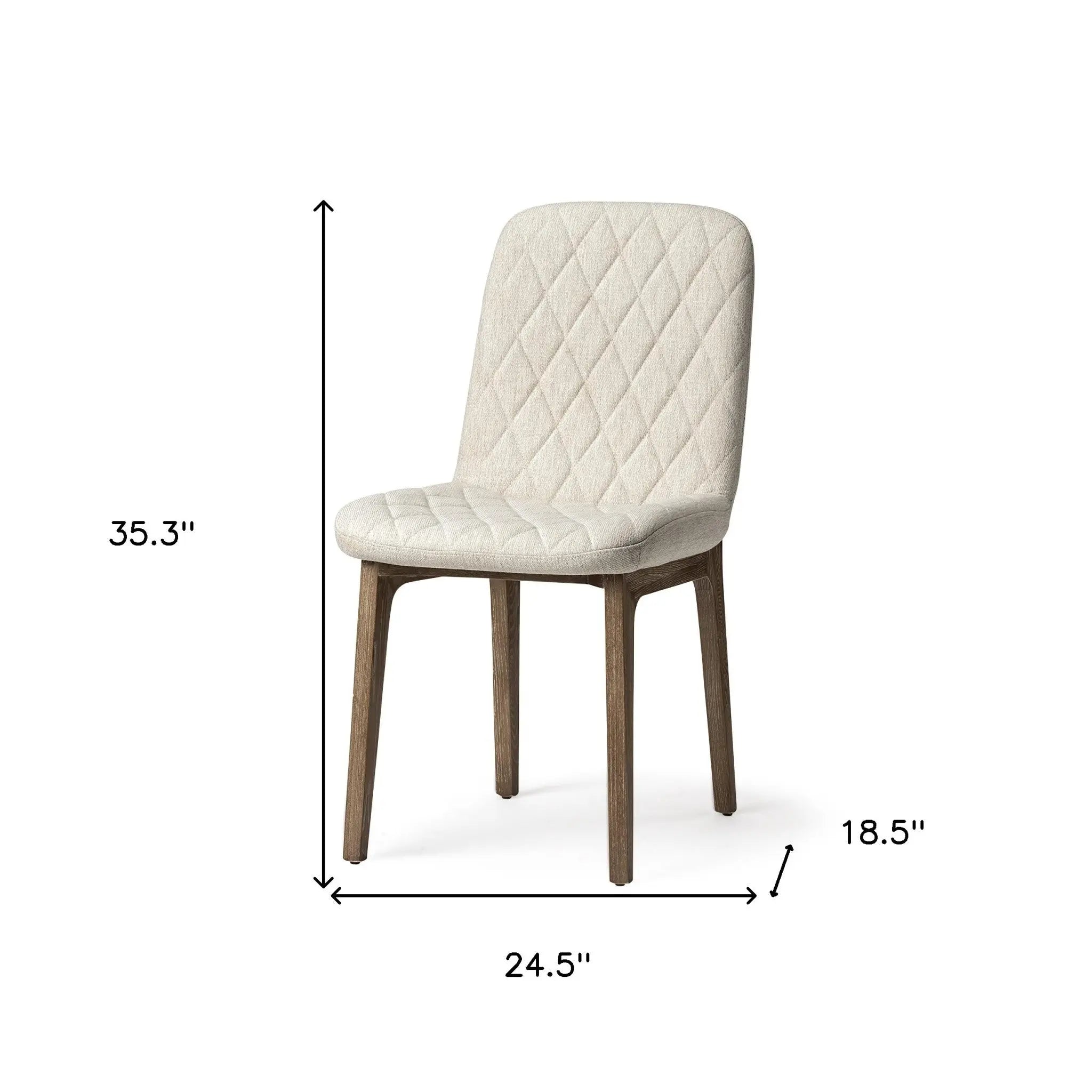 Cream And Brown Upholstered Fabric Dining Side Chair - GreatEagleInc