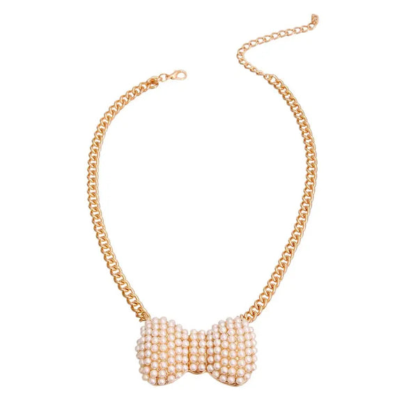 Cream Chunky Bow Necklace Bark Fifth Avenue