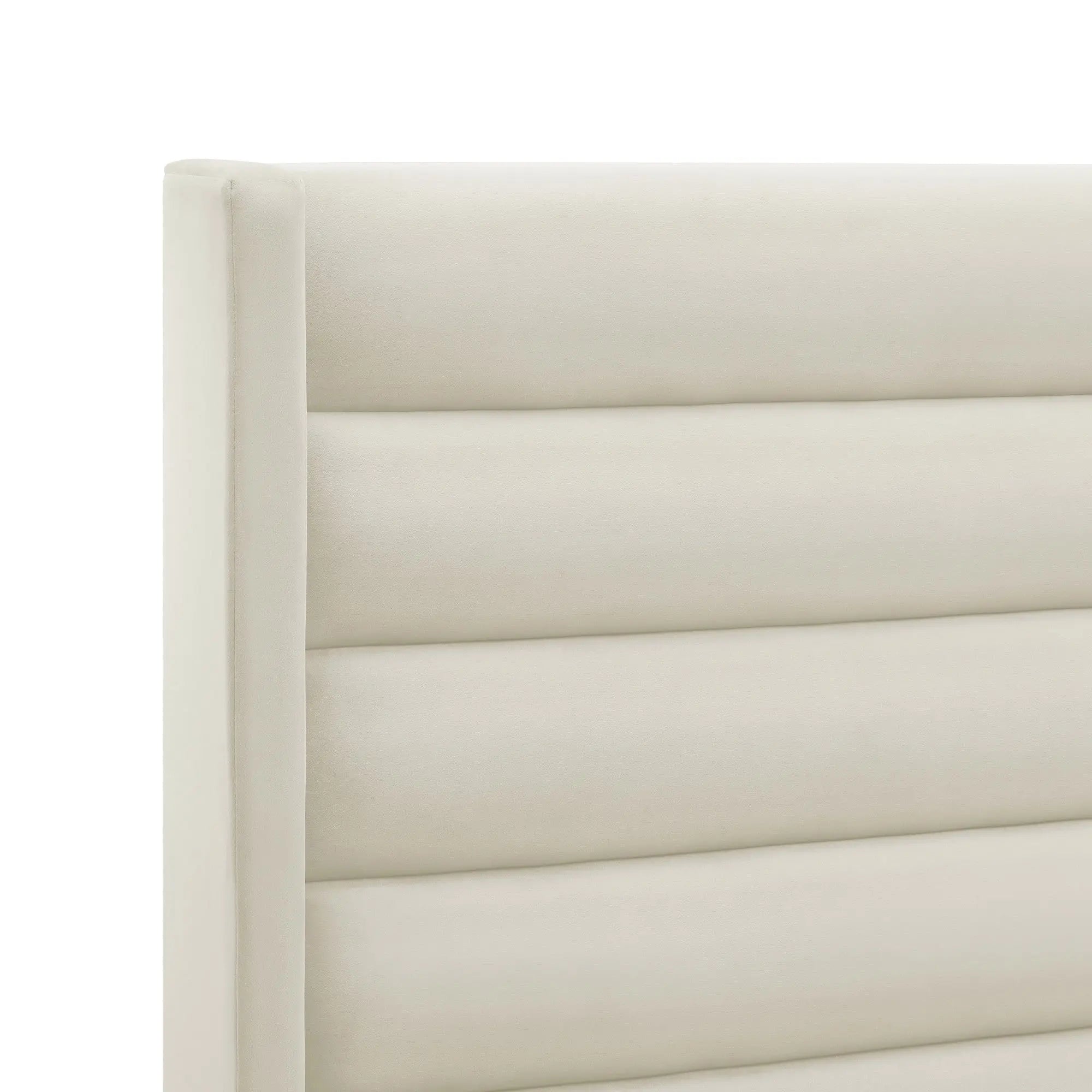 Cream Velvet Upholstered Full Bed Frame Homeroots Bed & Bath