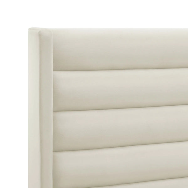 Cream Velvet Upholstered Full Bed Frame Homeroots Bed & Bath