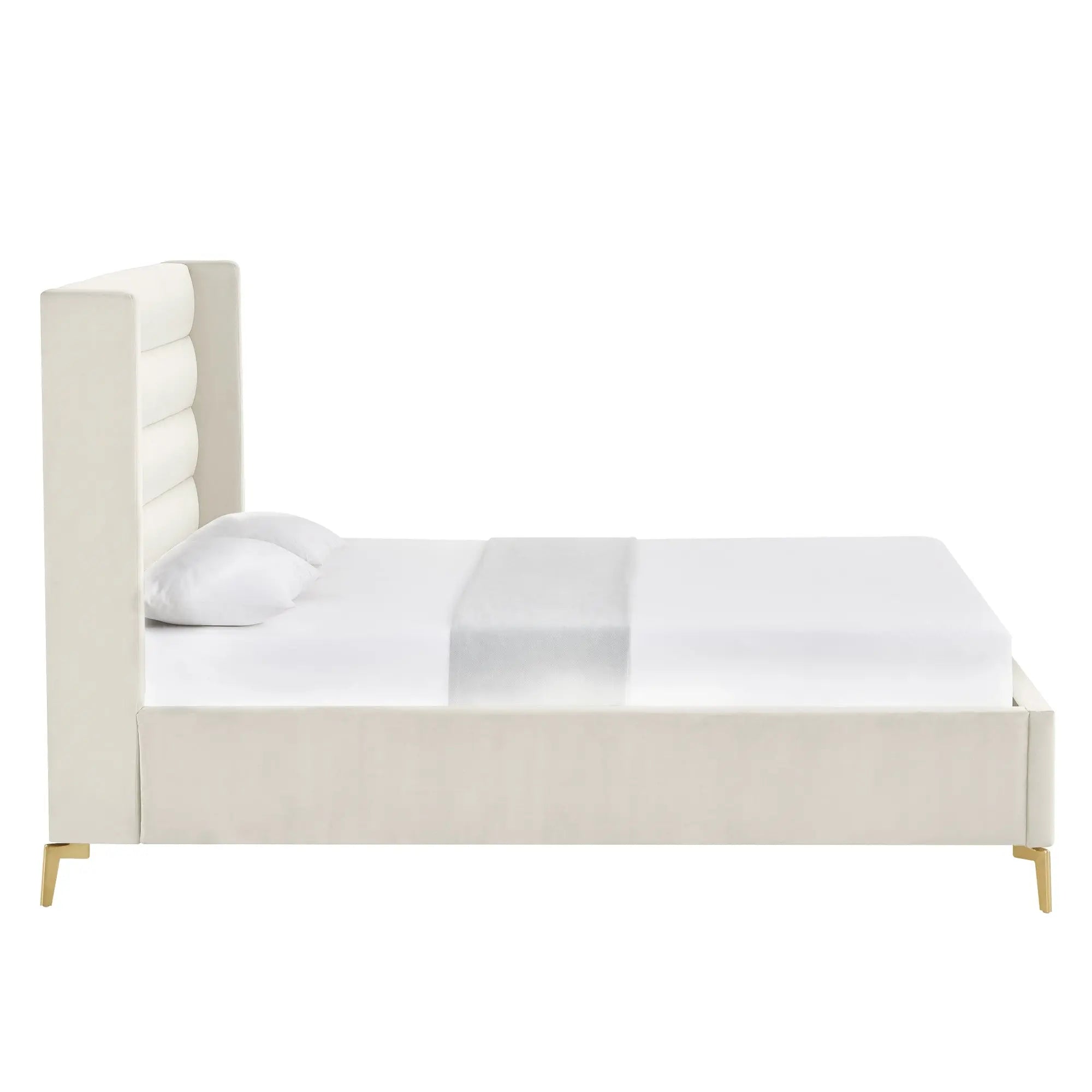 Cream Velvet Upholstered Full Bed Frame Homeroots Bed & Bath