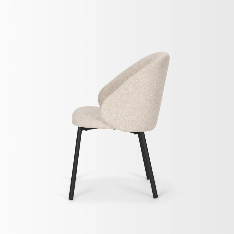 Cream and Black Upholstered Fabric And Metal Dining Side Chair Homeroots Kitchen & Dining